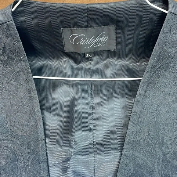 Black Silk Paisley Tuxedo Vest size 3X New